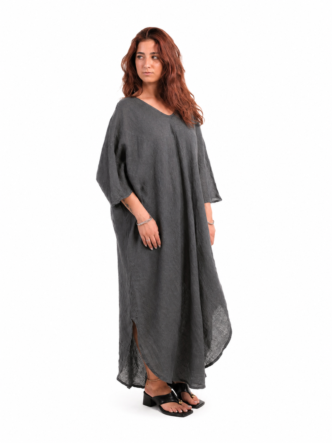 Λινό maxi oversized φόρεμα