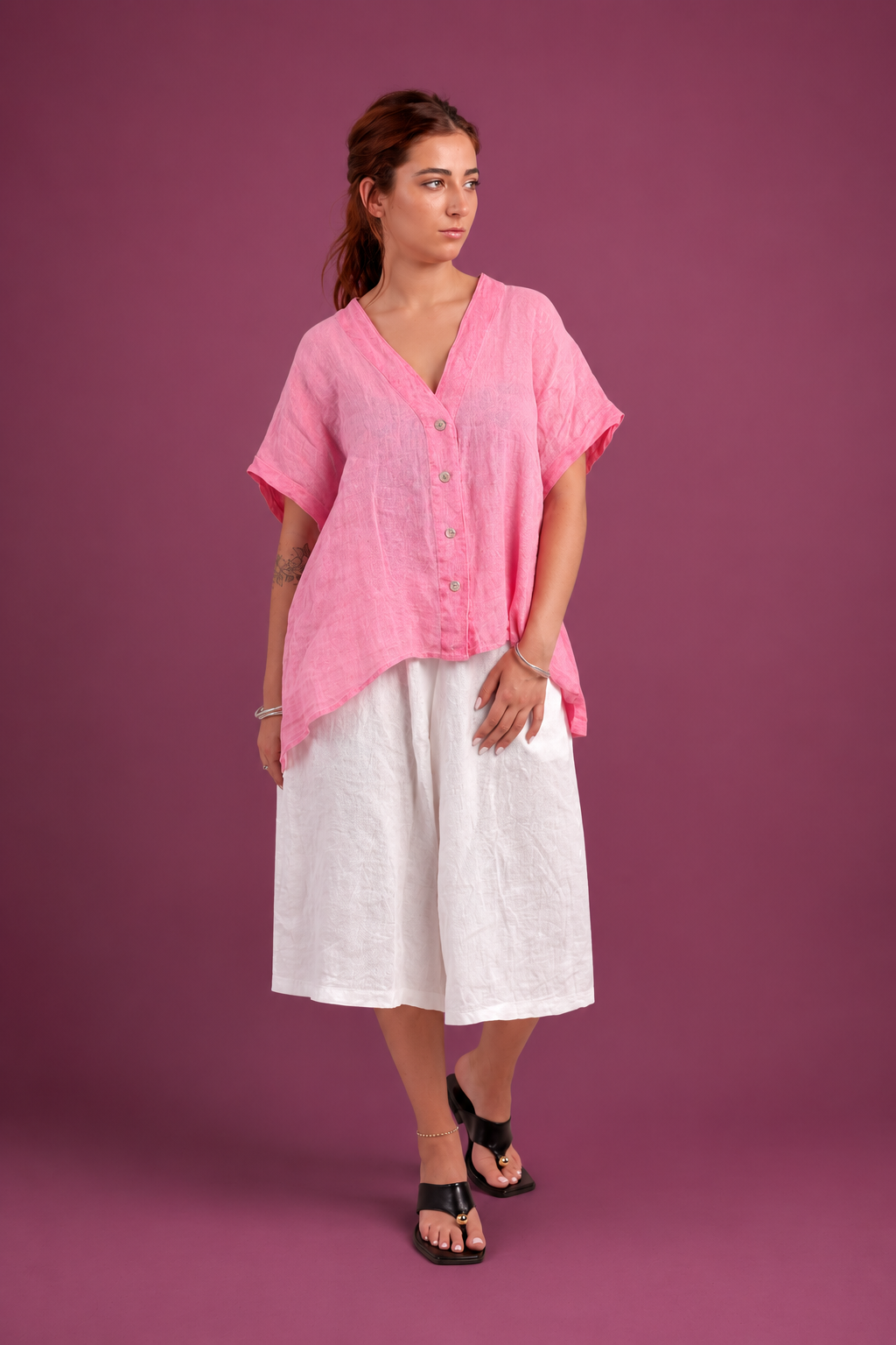 Zip culotte λινή