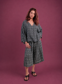 Zip culotte λινή
